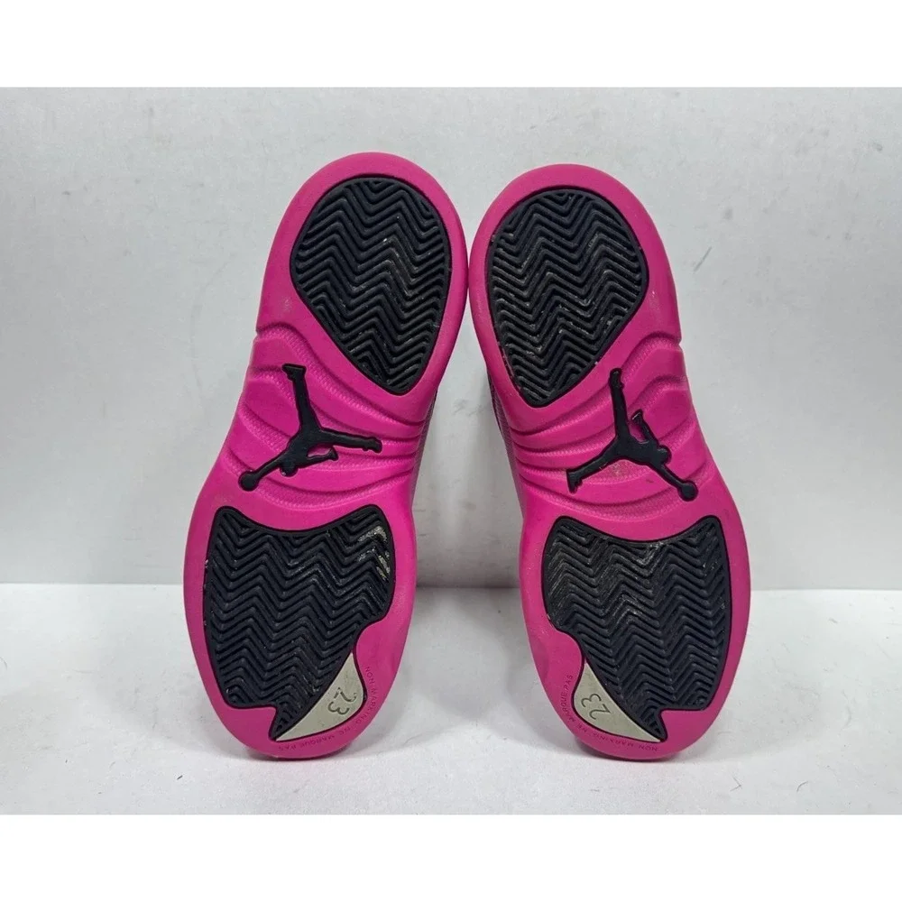 Air Jordan 12 Retro PS 510816-026 Sz 3y Sneaker Black Deadly Pink Leather Shoes